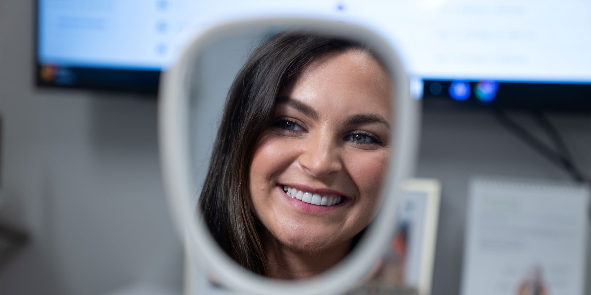 close up of dental patient smiling brightly