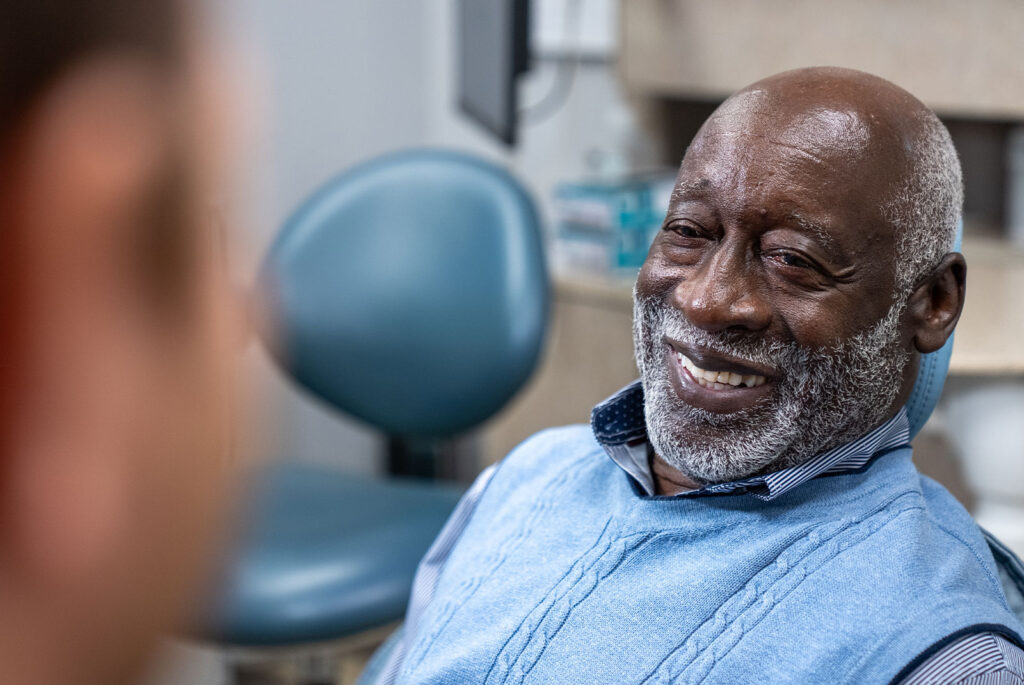 patient listening in for their dental procedure